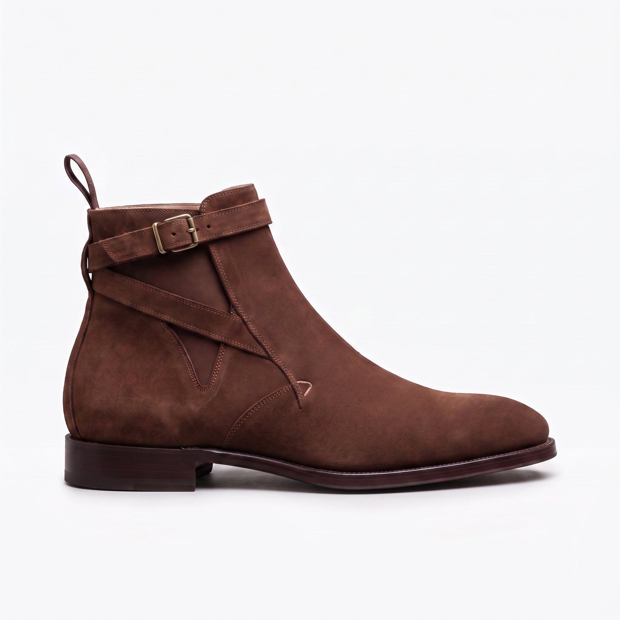 Men's Brown Suede Jodhpurs Boots with Ankle Strap — Newcastle