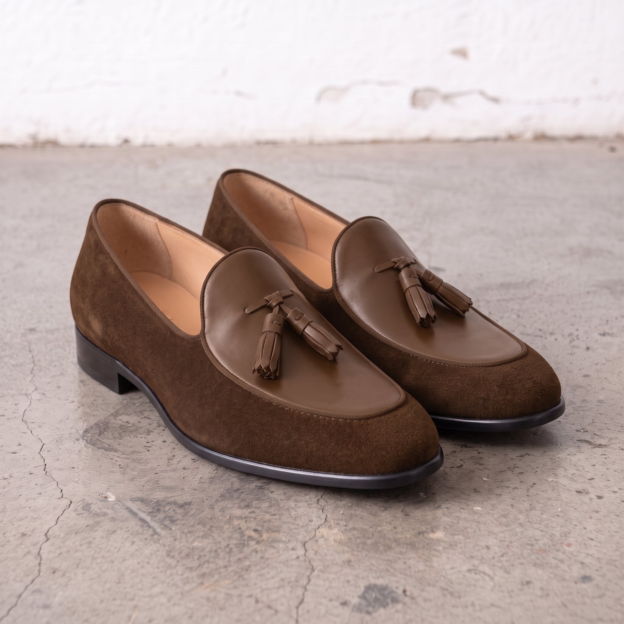 Men's Brown Suede Leather Tassel Loafers — Burton