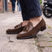 Men's Brown Suede Leather Tassel Loafers — Burton