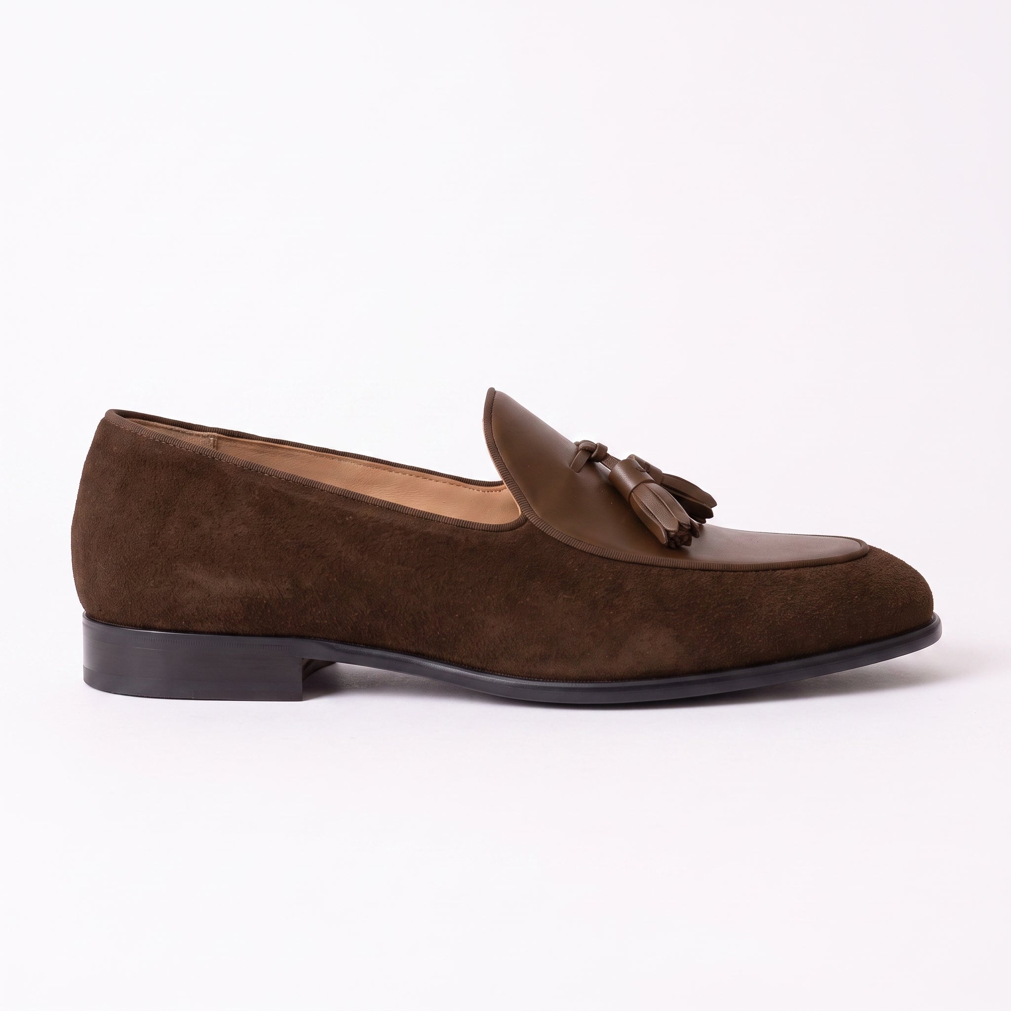 Men's Brown Suede Leather Tassel Loafers — Burton