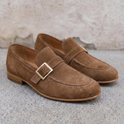 Men's Brown Suede Monk Strap Loafers — Abborfield