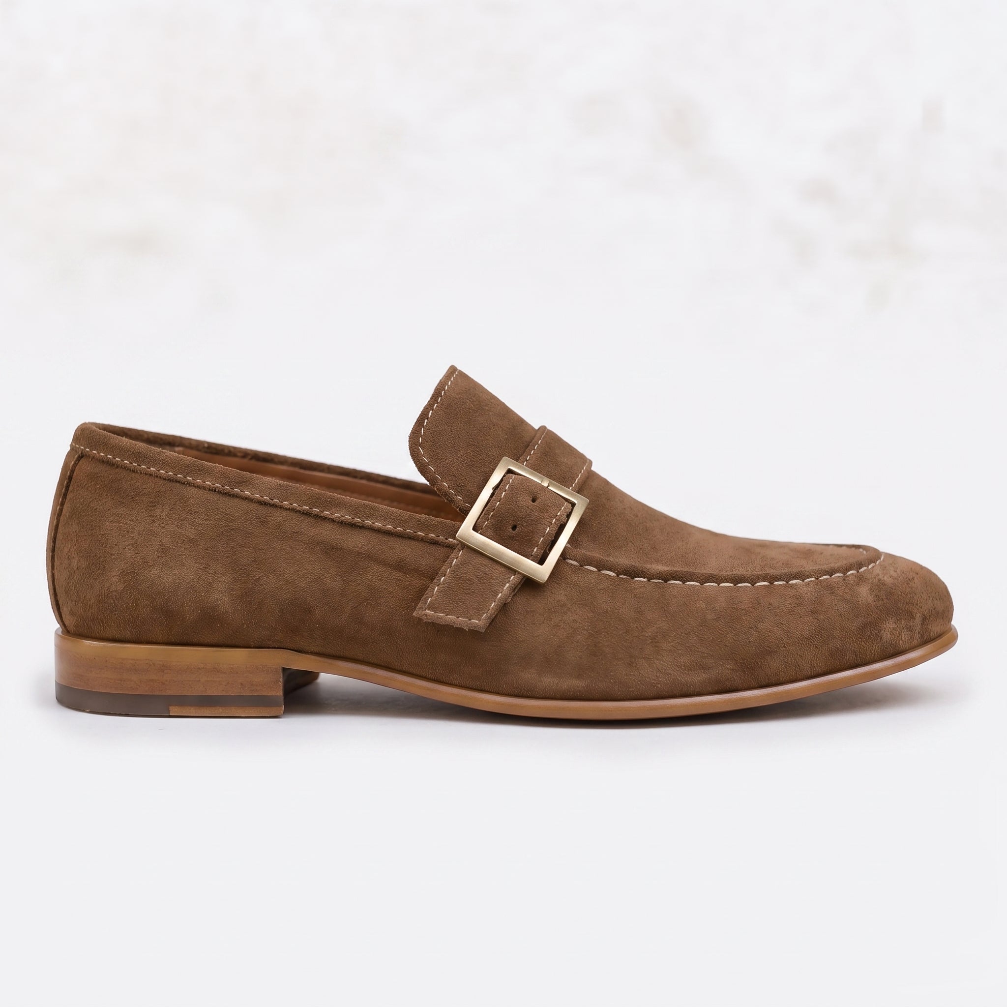 Men's Brown Suede Monk Strap Loafers — Abborfield