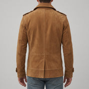 Men's Brown Suede Peacoat — Holford