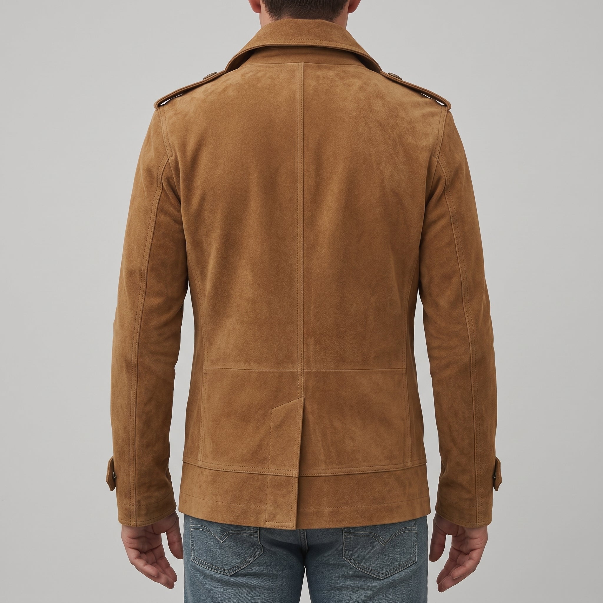 Men's Brown Suede Peacoat — Holford