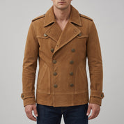 Men's Brown Suede Peacoat — Holford