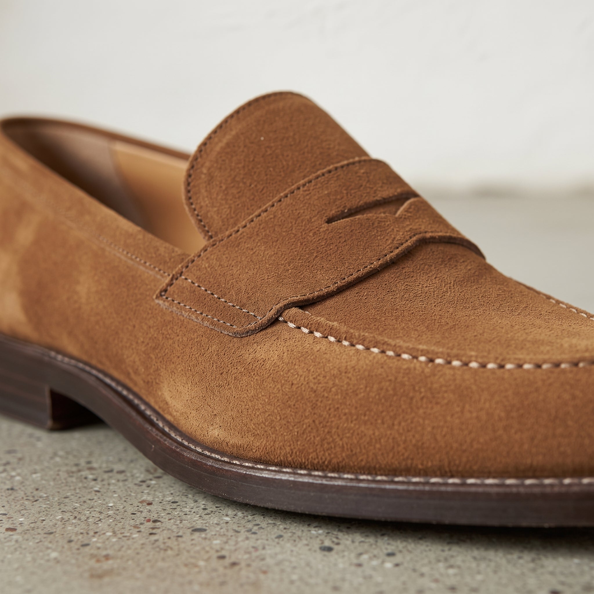 Men's Brown Suede Penny Loafers — Bagley