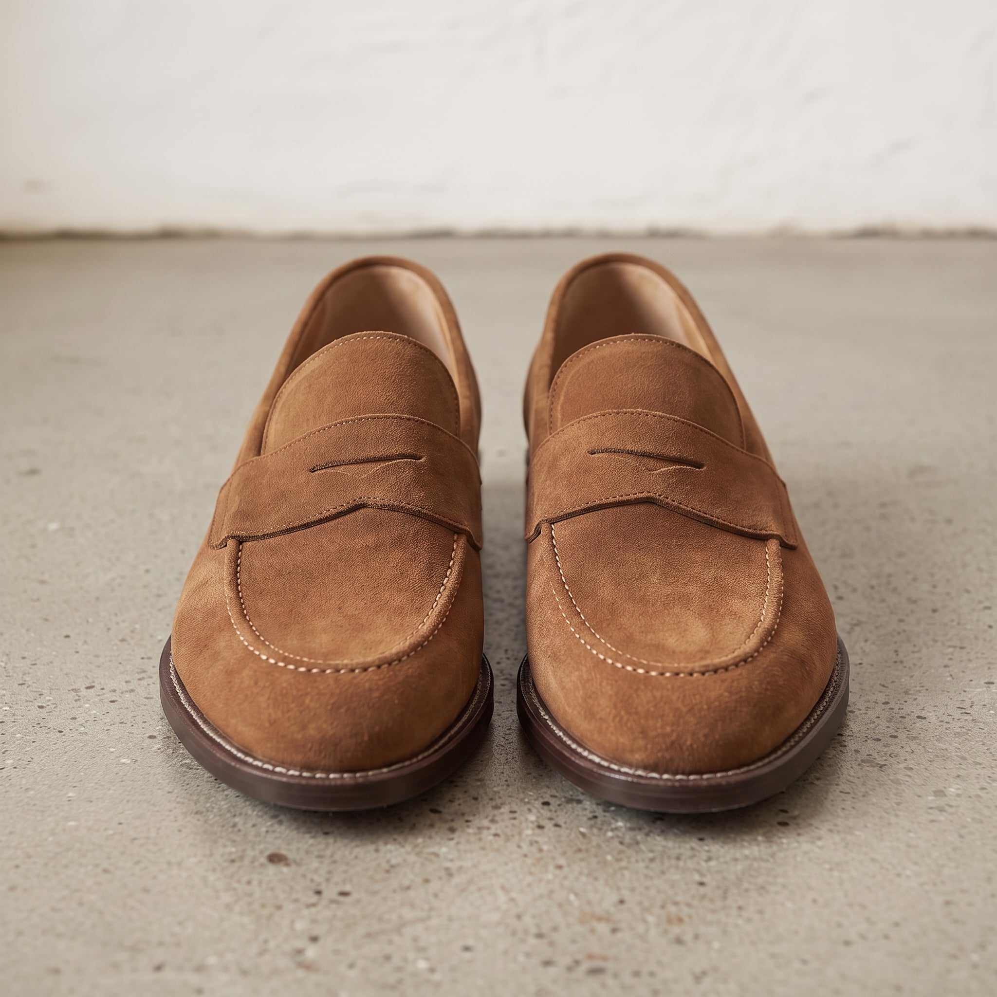 Men's Brown Suede Penny Loafers — Bagley