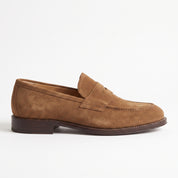 Men's Brown Suede Penny Loafers — Bagley