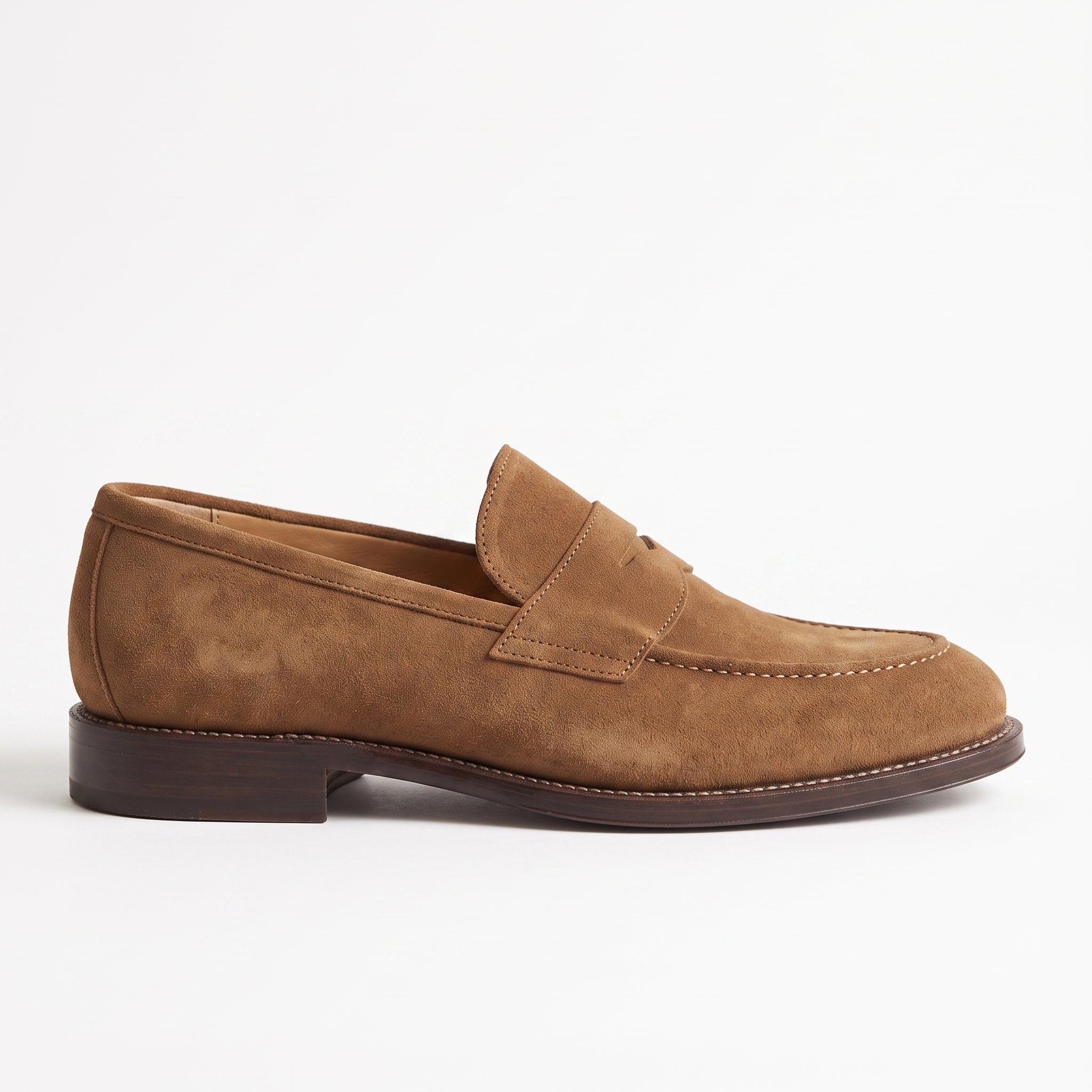 Men's Brown Suede Penny Loafers — Bagley