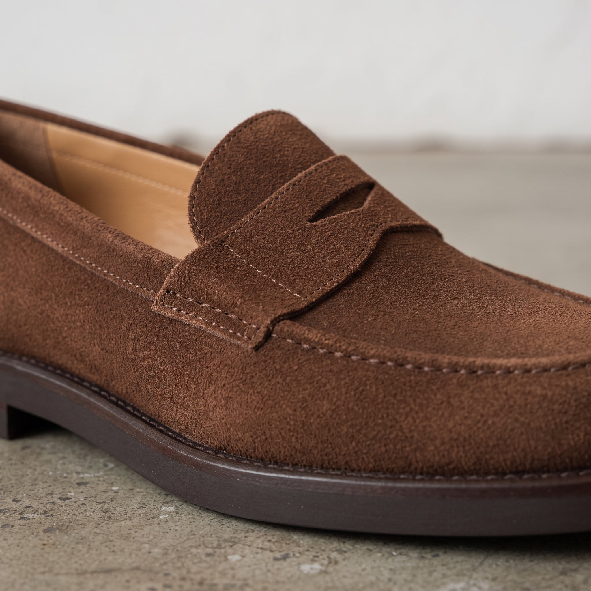 Men's Brown Suede Penny Loafers — Fuller