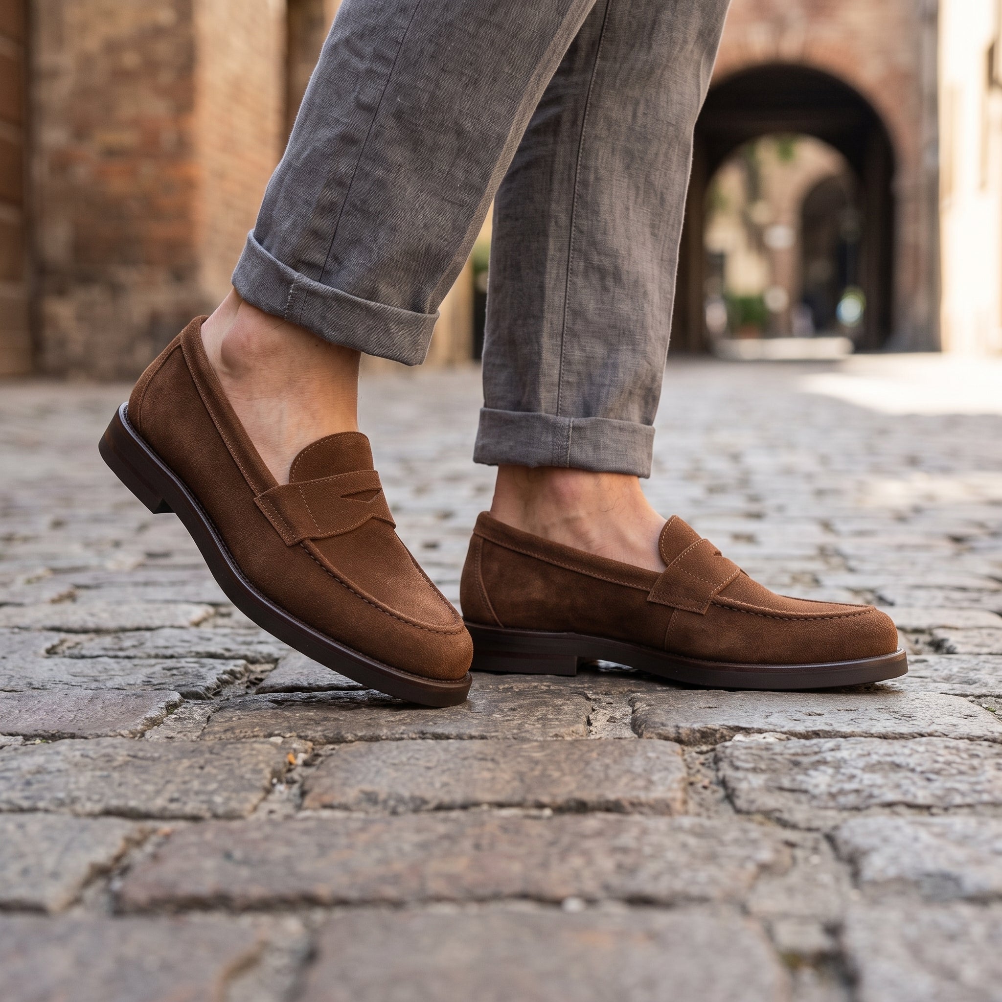 New Men's Brown Suede Moccasins - Men's Casual Shoes - Men's Penny Loafer