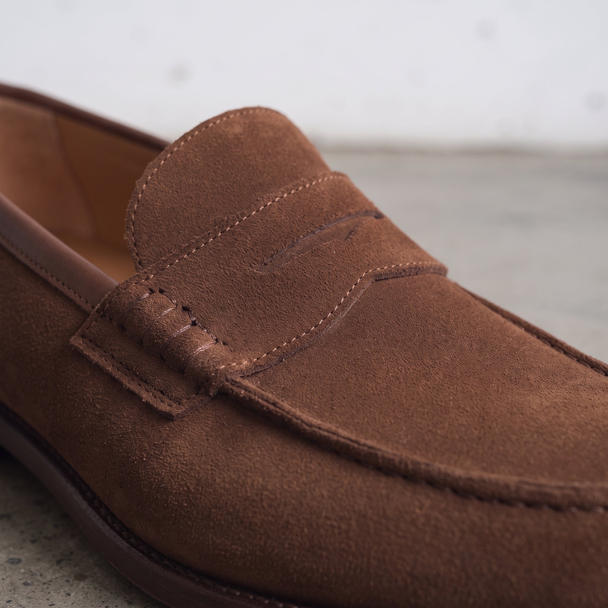 Men's Brown Suede Penny Loafers — Stafford