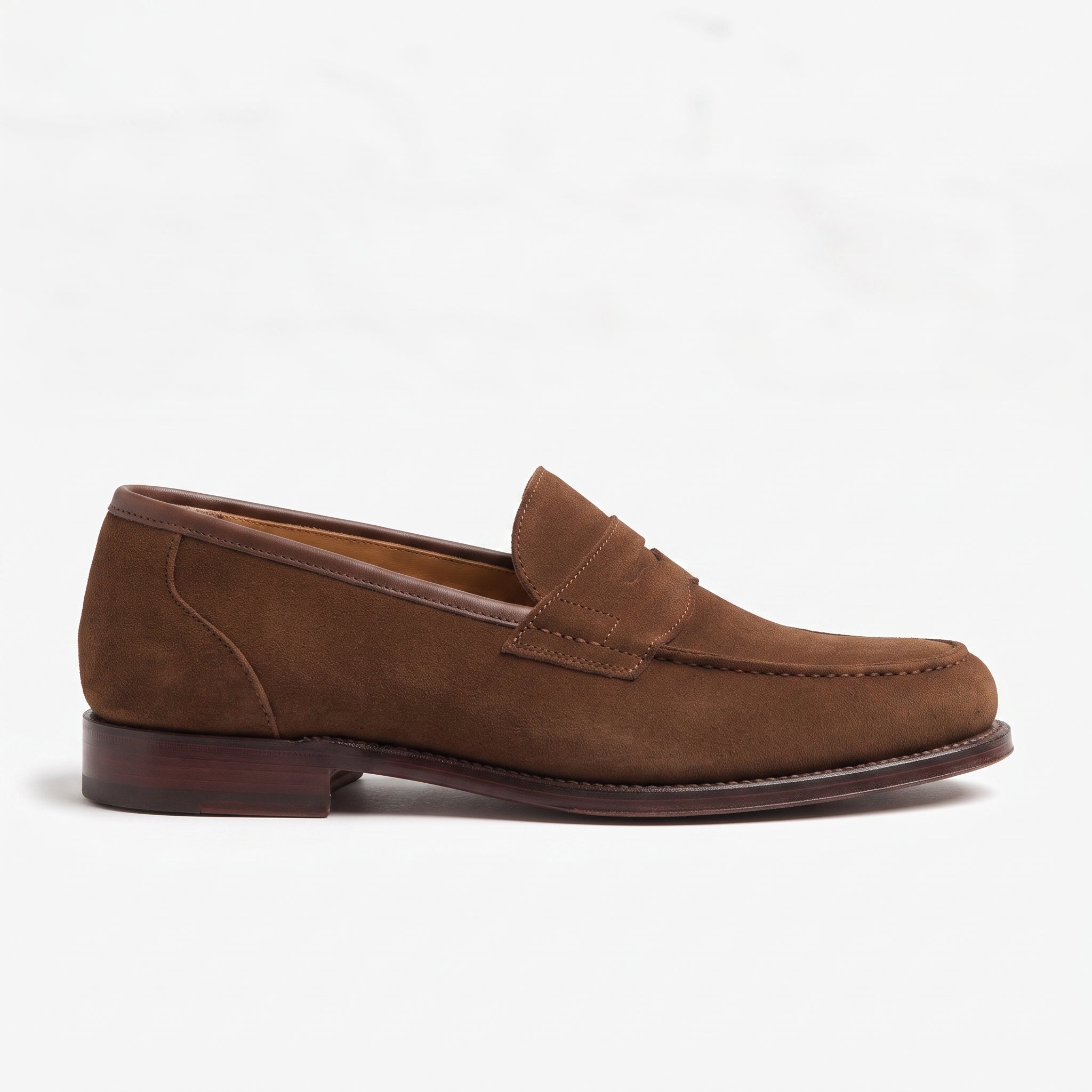 Men's Brown Suede Penny Loafers — Stafford