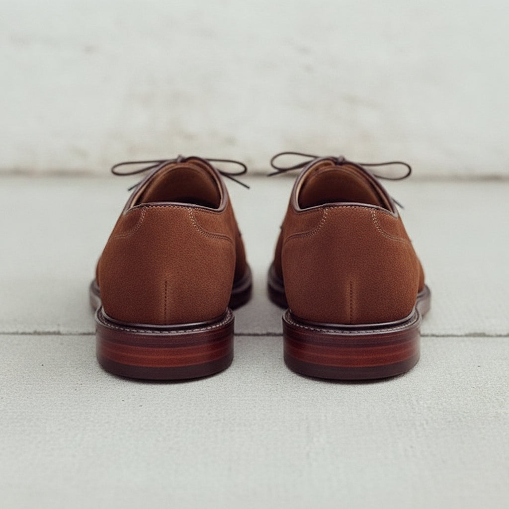Men's Brown Suede Plain-Toe Derby Shoes — Andrewes — Andrewes