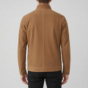 Men's Brown Suede Racer Jacket — Lyle