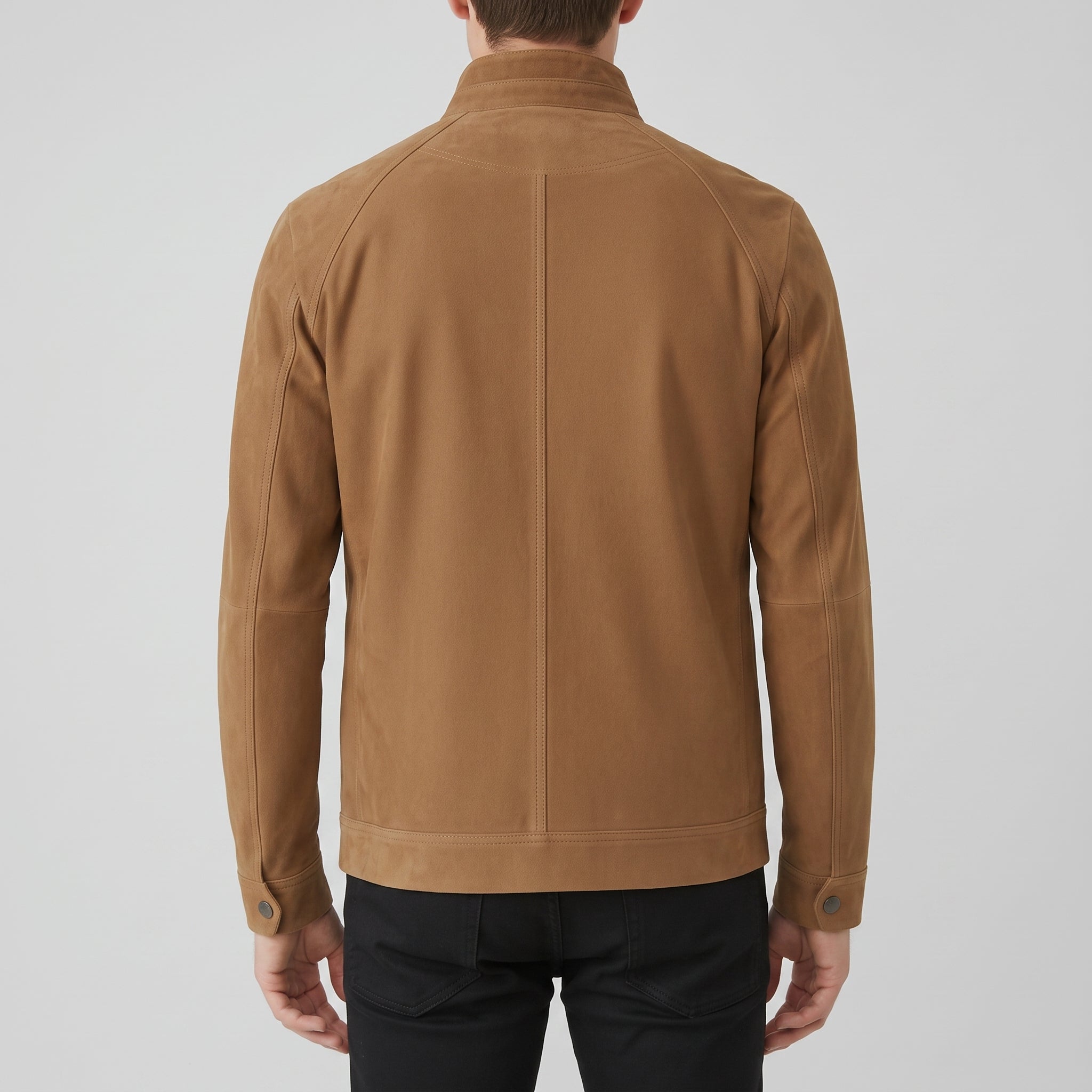 Men's Brown Suede Racer Jacket — Lyle