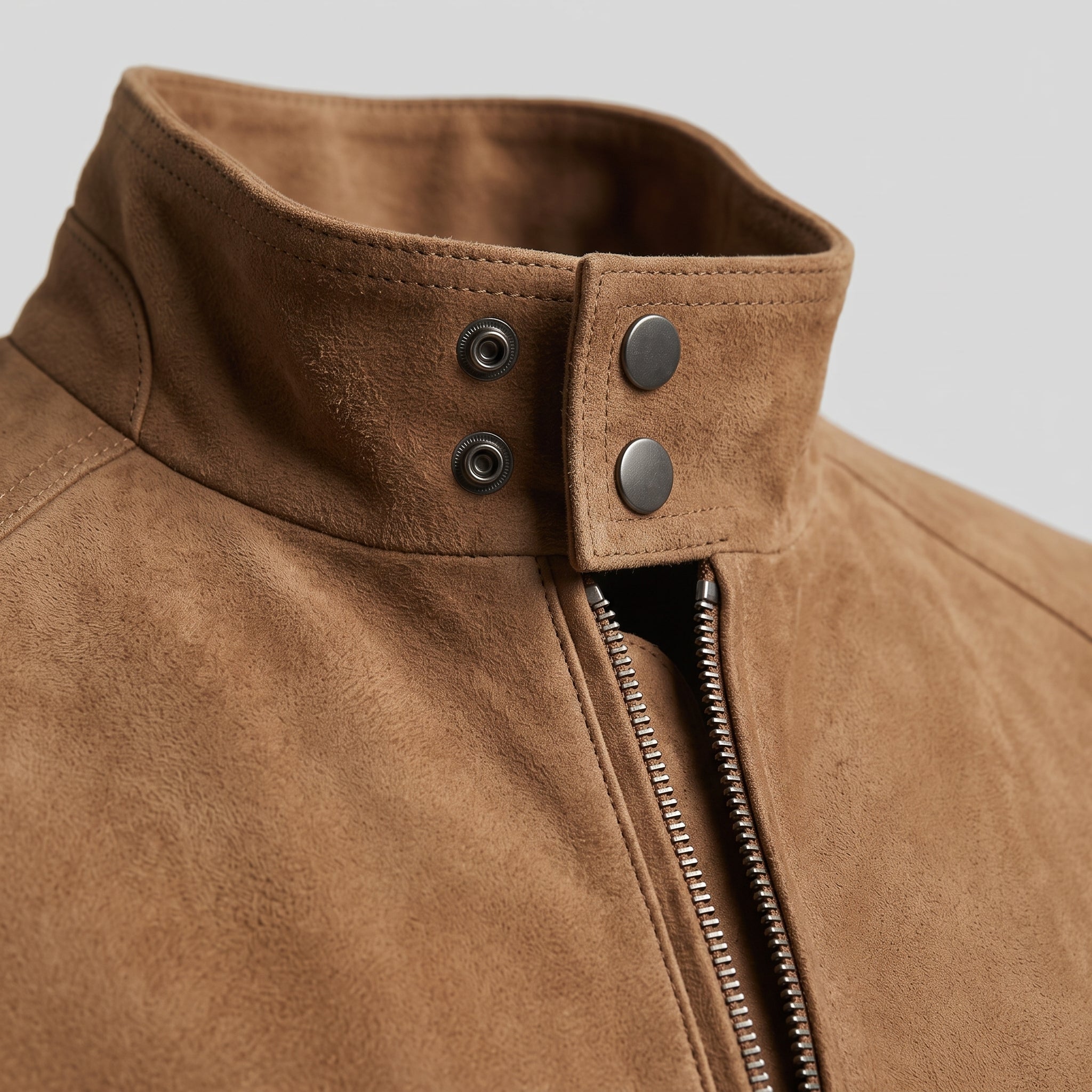 Men's Brown Suede Racer Jacket — Lyle