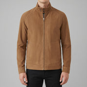 Men's Brown Suede Racer Jacket — Lyle