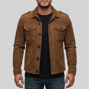 Men's Brown Suede Safari Jacket — Bryan