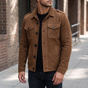 Men's Brown Suede Safari Jacket — Bryan