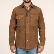 Men's Brown Suede Leather Shirt — Dalyell