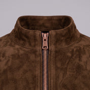 Men's Brown Suede Cafe Racer Jacket — Sedgley