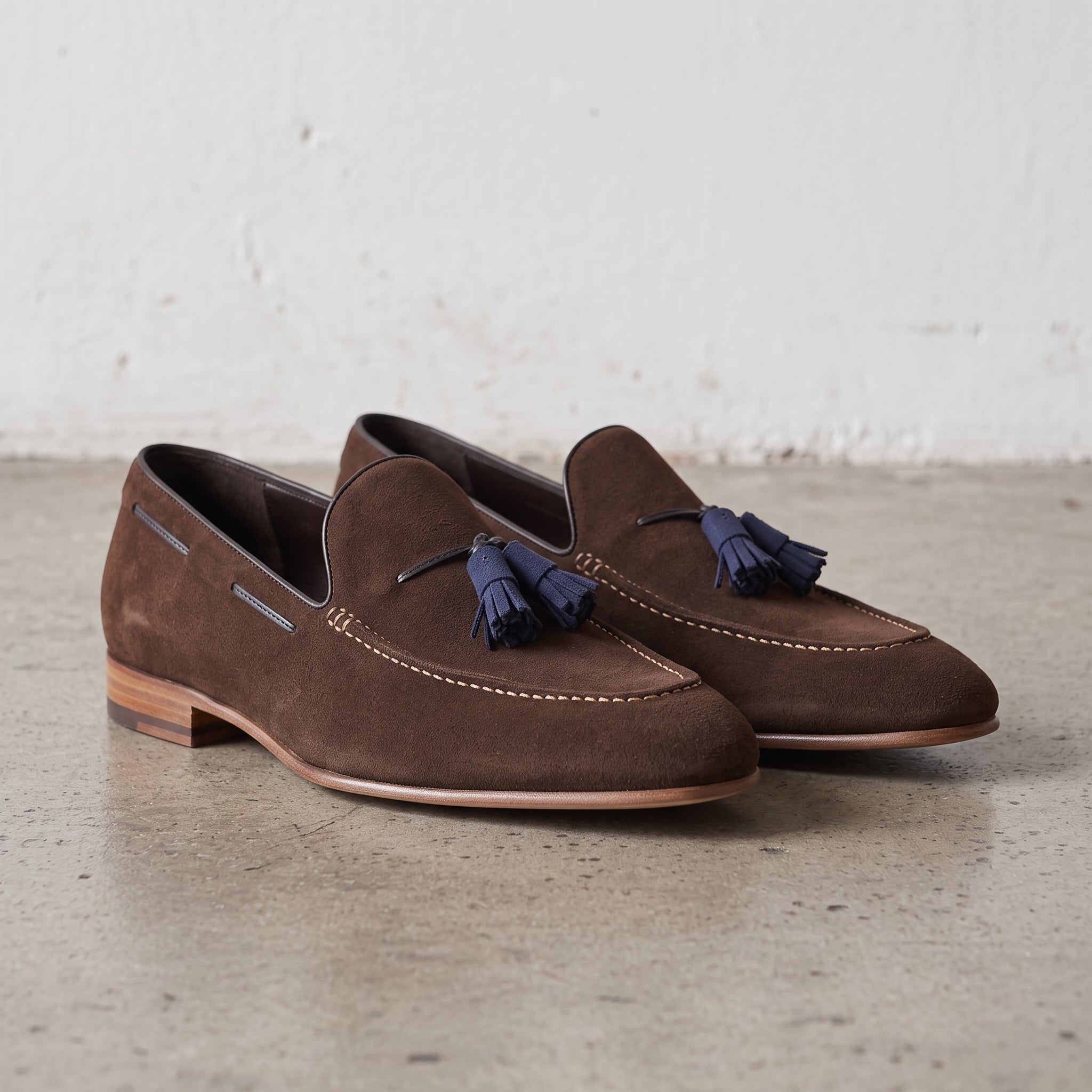 Men's Brown Suede Tassel Loafers — Inman