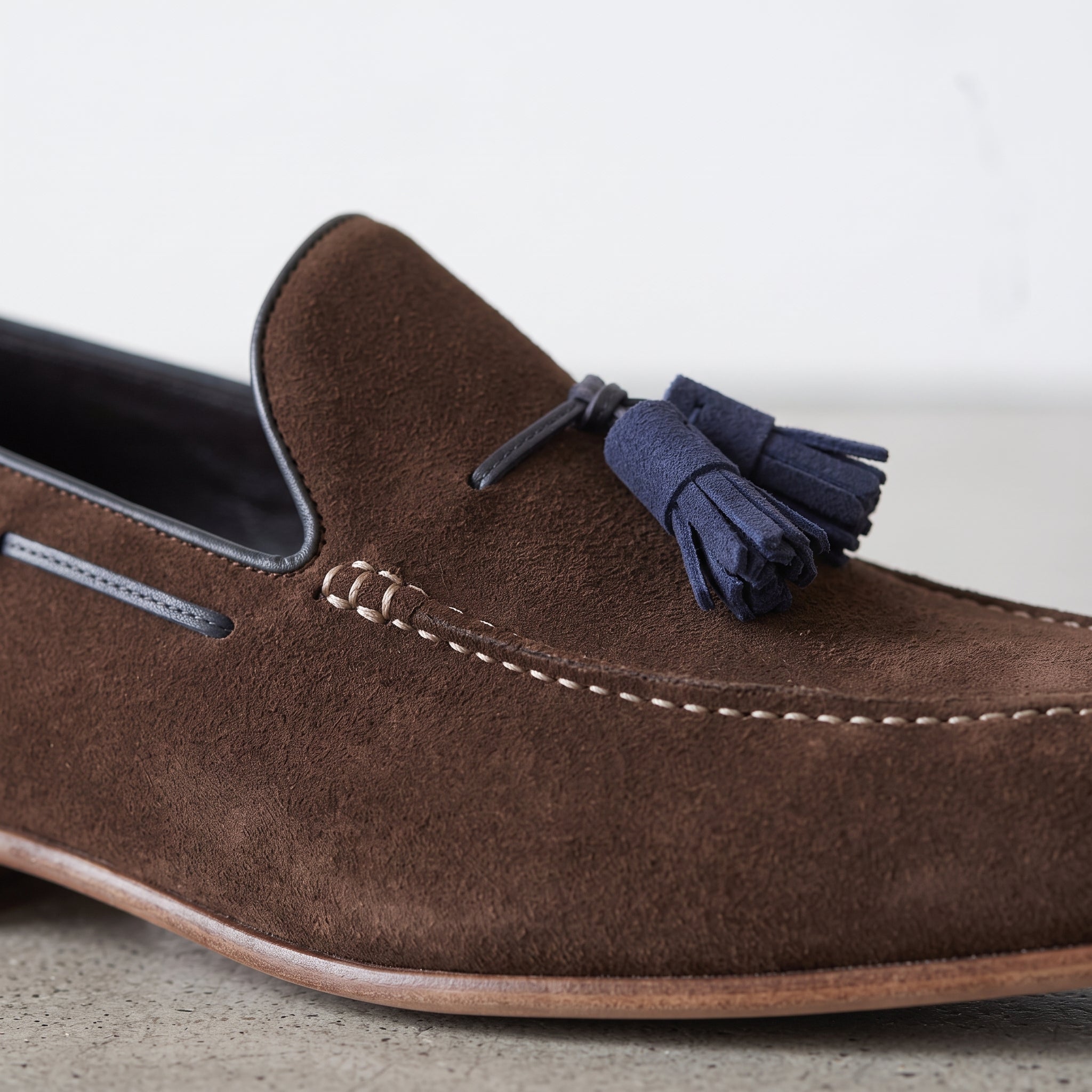 Men's Brown Suede Tassel Loafers — Inman
