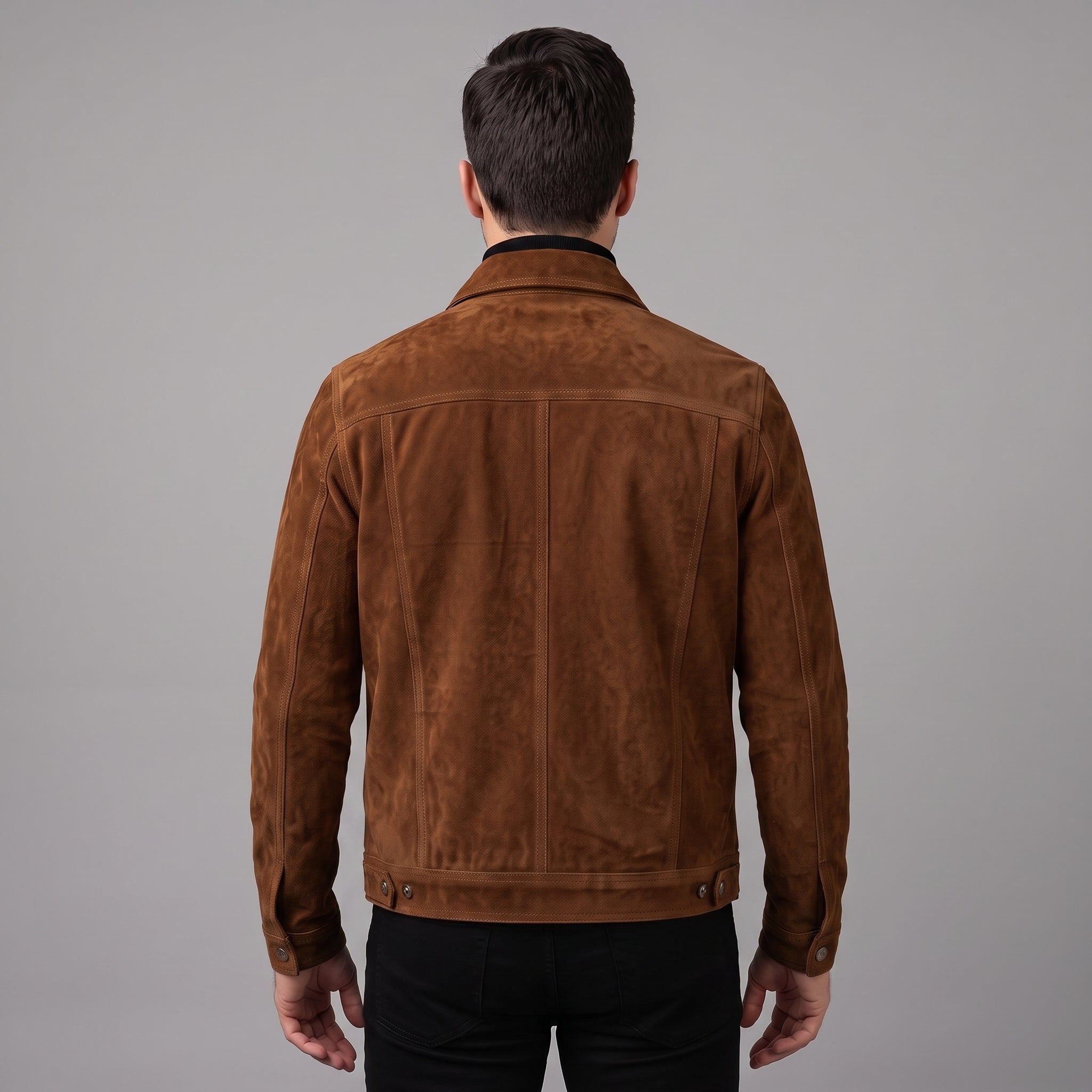 Men's Brown Suede Trucker Jacket — Dockley