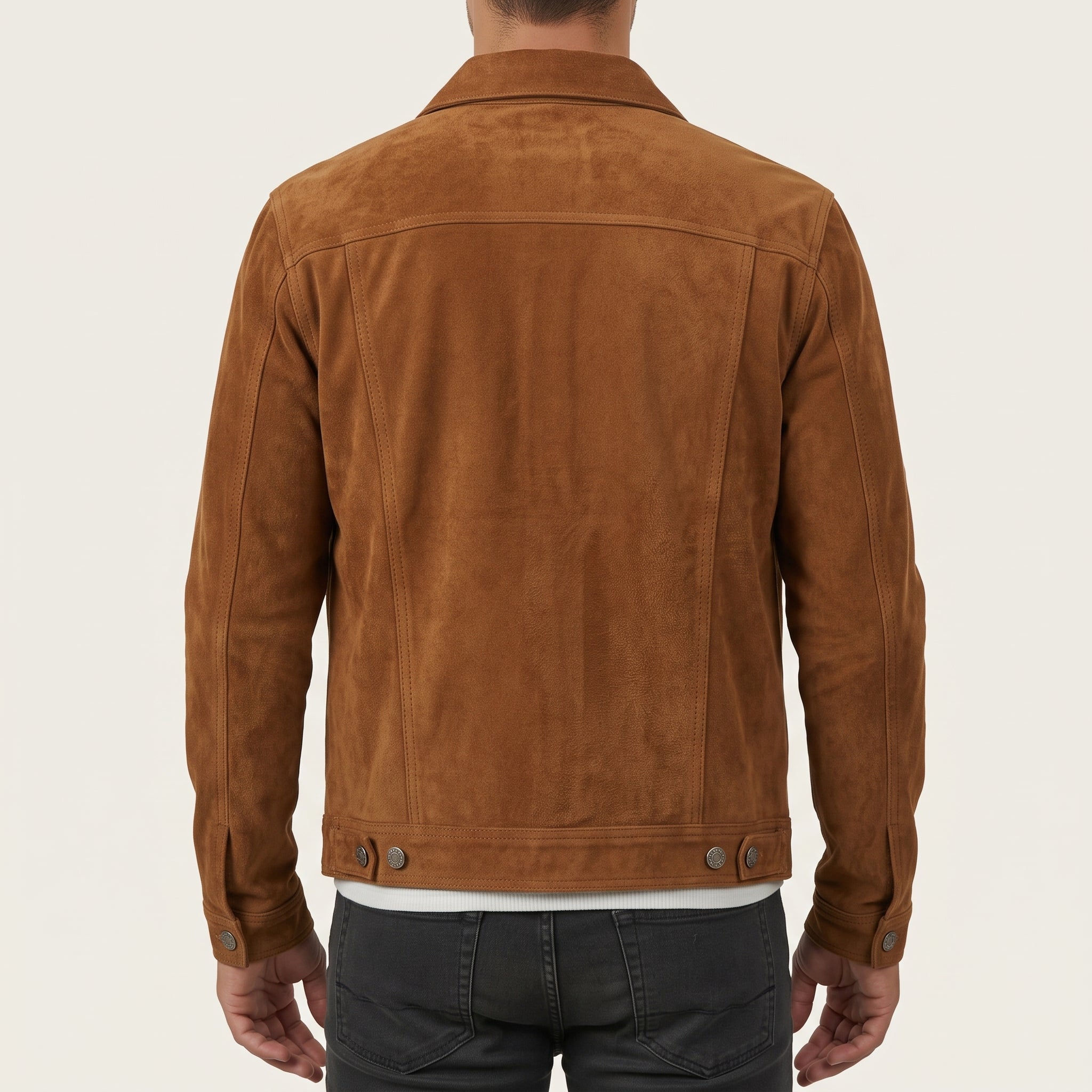 Men's Brown Suede Trucker Jacket — Stroud