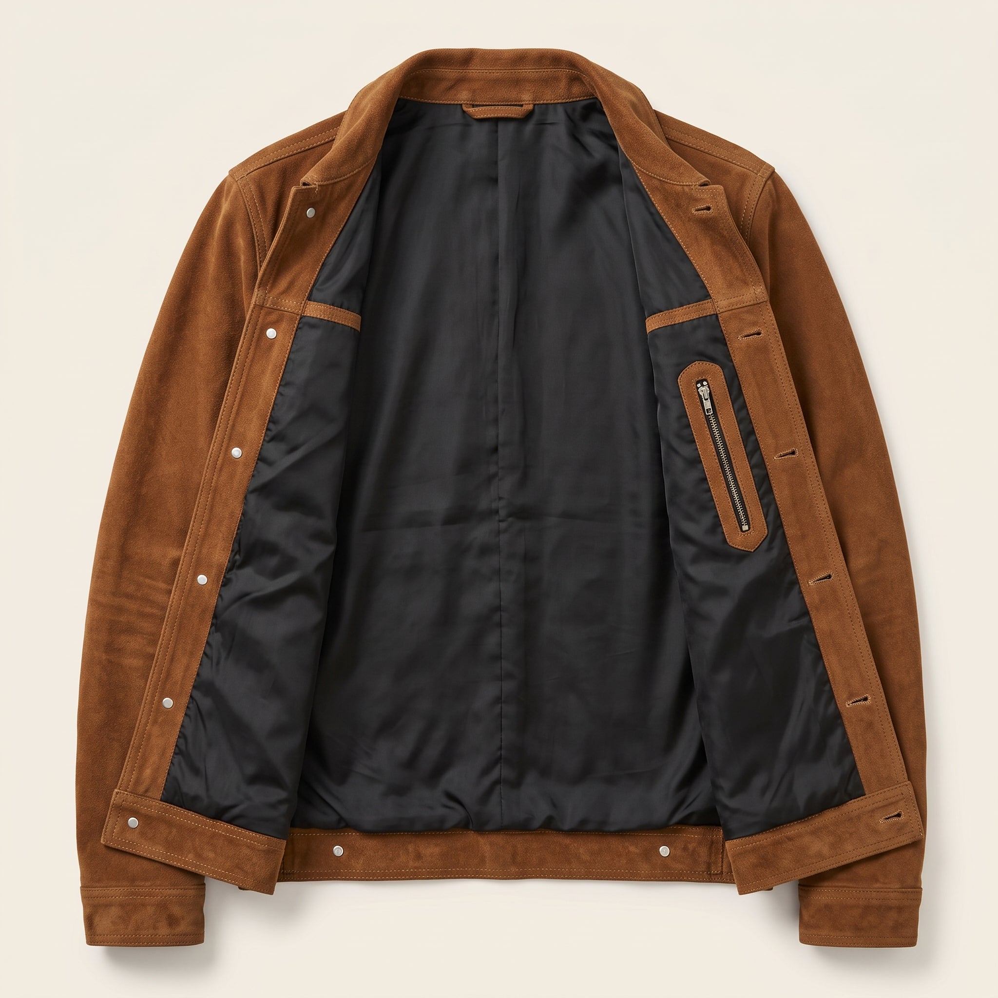 Men's Brown Suede Trucker Jacket — Stroud