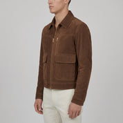 Men's Brown Suede Utility Jacket — Allendale