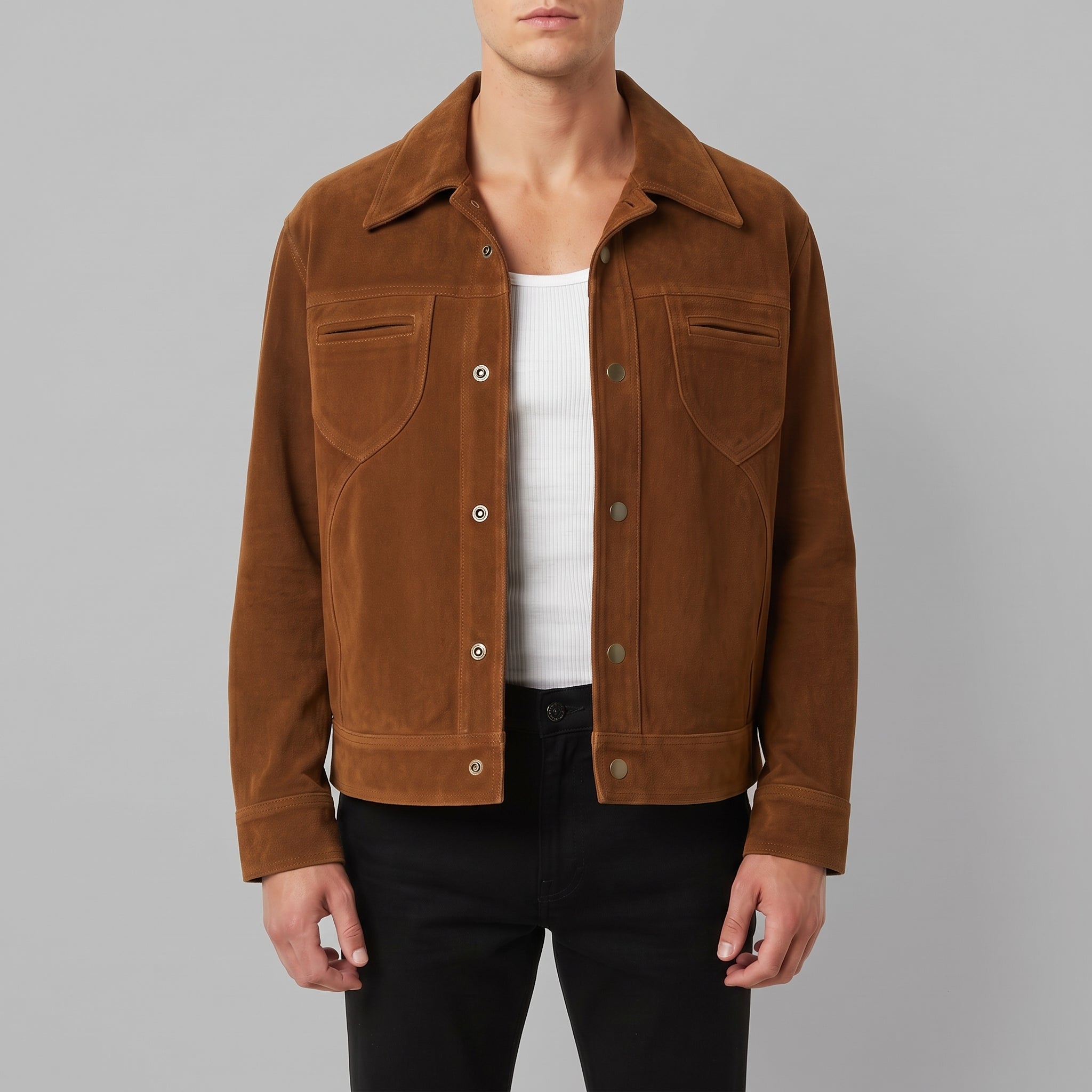 Men's Brown Suede Western Jacket — Dunfield