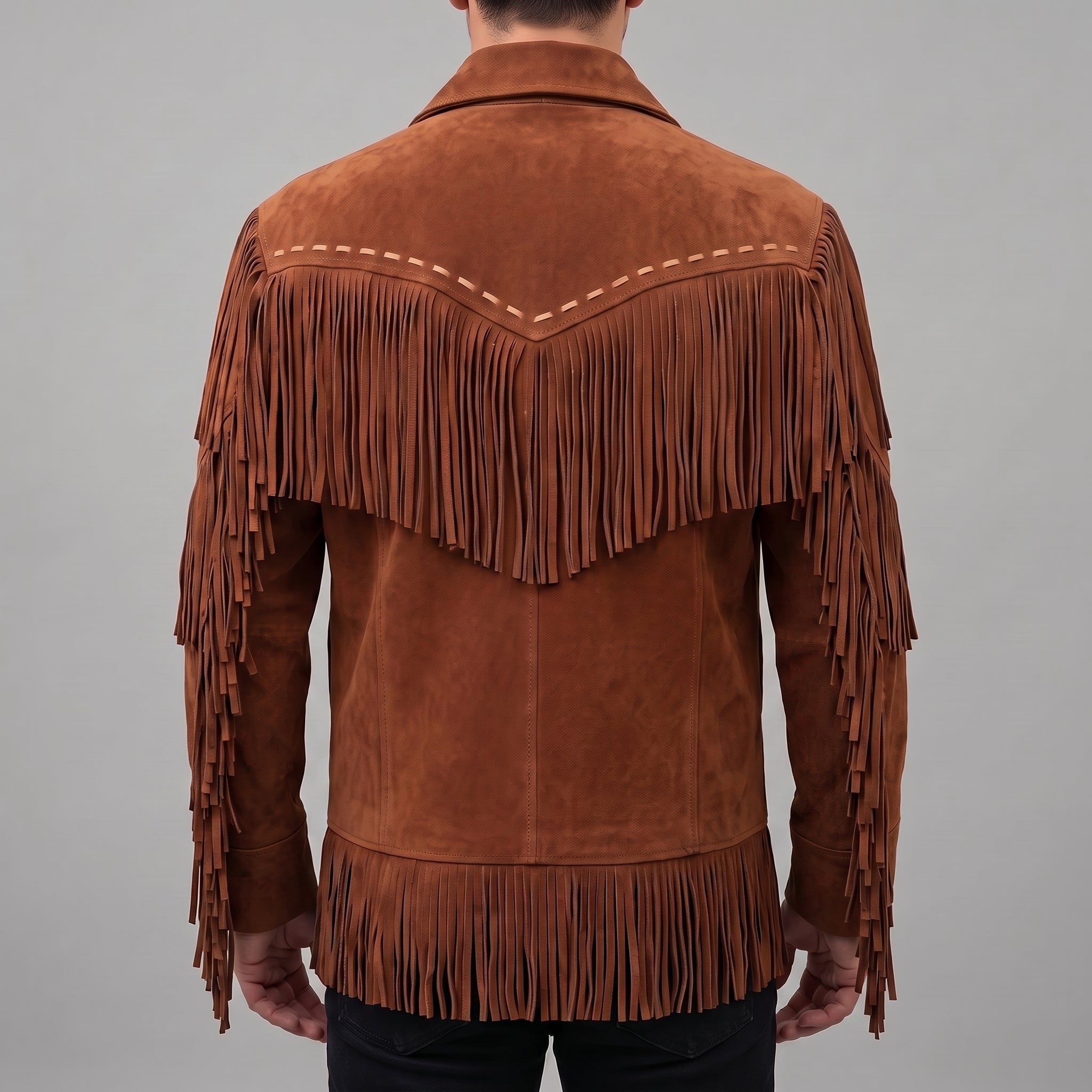 Men's Brown Suede Cowboy Jacket — Ewen