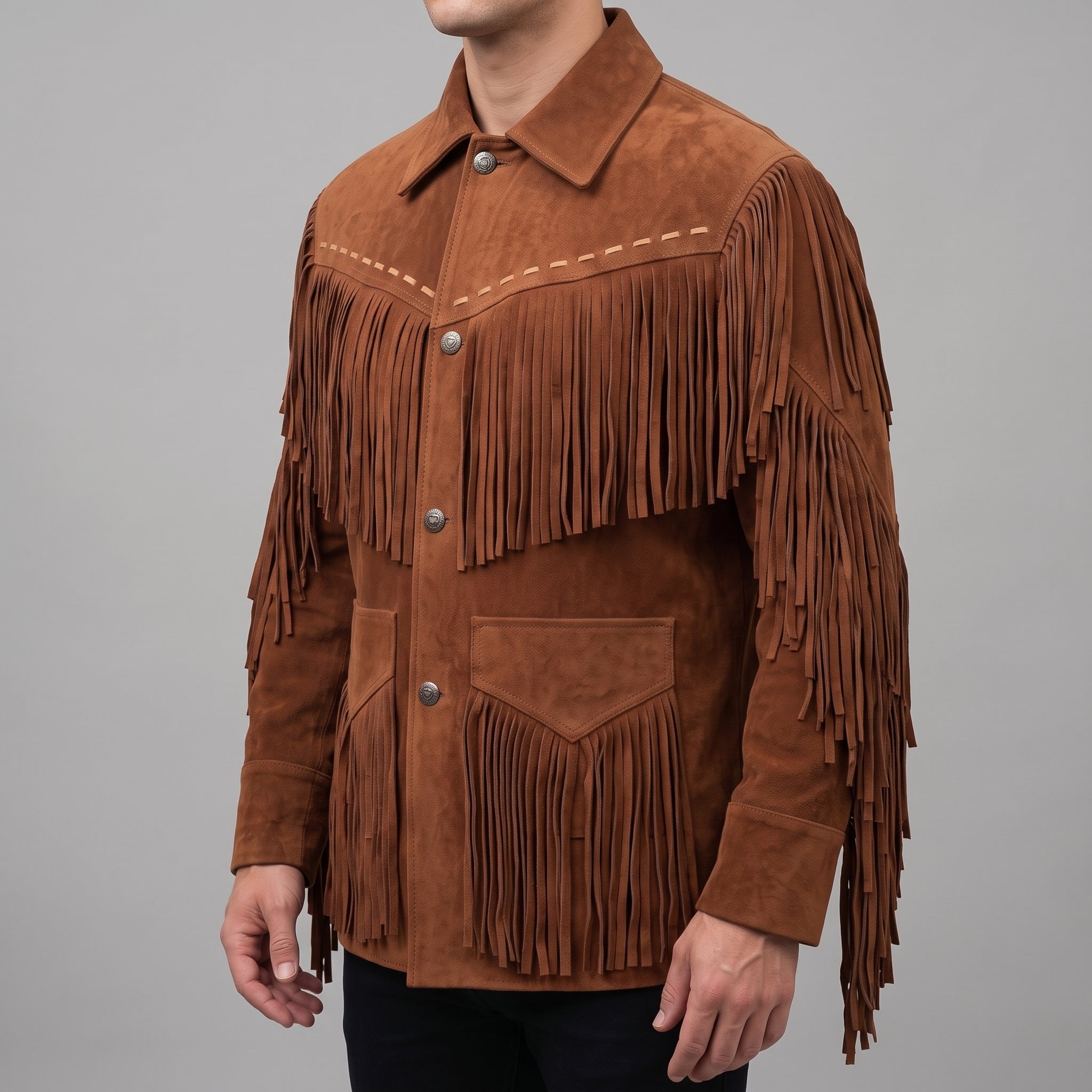 Men's Brown Suede Cowboy Jacket — Ewen