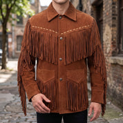 Men's Brown Suede Cowboy Jacket — Ewen