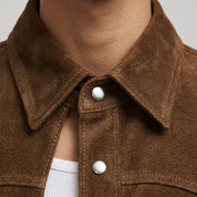 Men's Brown Suede Western Shirt Jacket — Dunwell