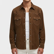 Men's Brown Suede Western Shirt Jacket — Dunwell