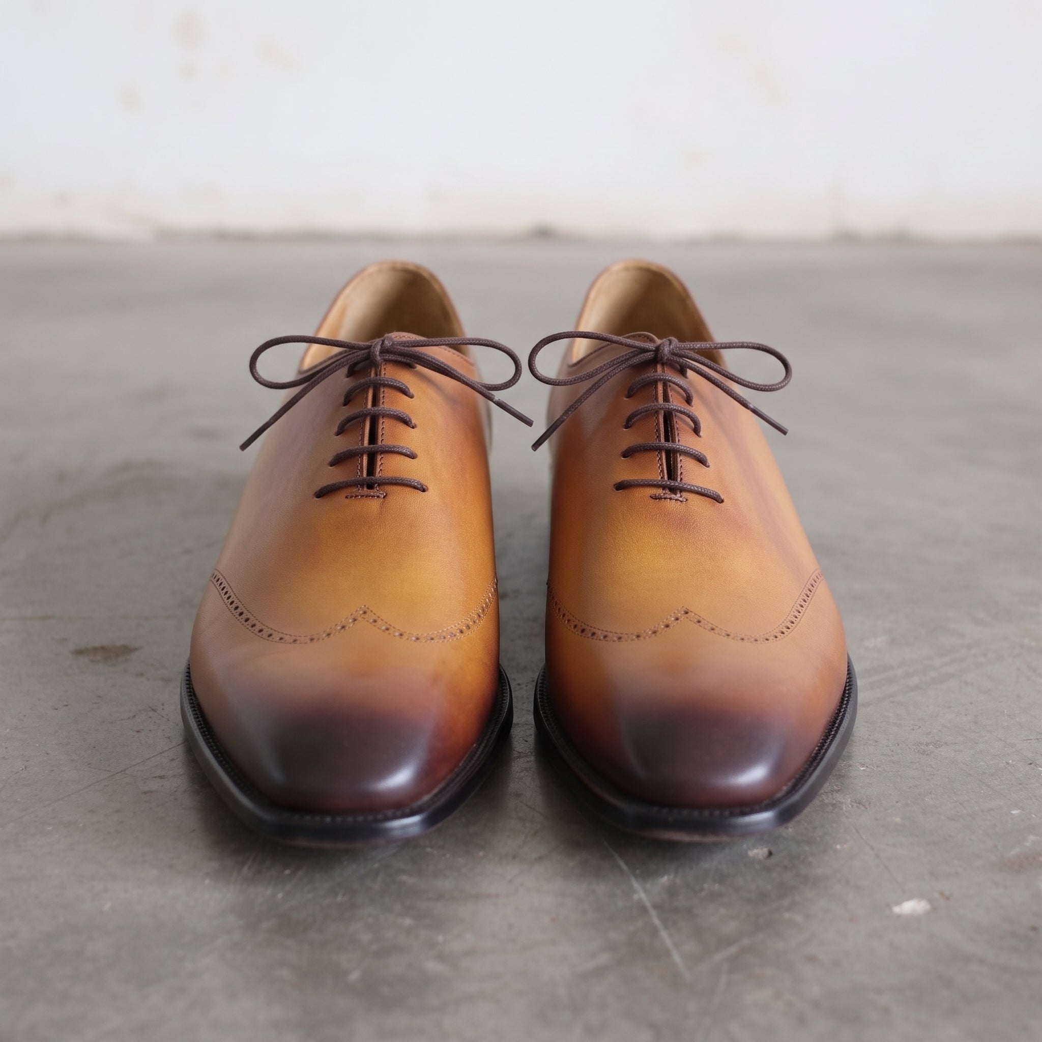 Men's Tan Brown Cap-Toe Leather Brogues Oxfords — Edenwood