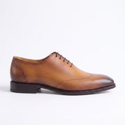 Men's Tan Brown Cap-Toe Leather Brogues Oxfords — Edenwood
