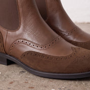 Men's Brown Wingtip Brogue Leather Chelsea Boots — Turner