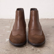 Men's Brown Wingtip Brogue Leather Chelsea Boots — Turner