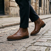Men's Brown Wingtip Brogue Leather Chelsea Boots — Turner