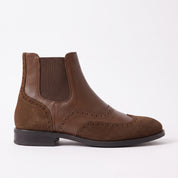 Men's Brown Wingtip Brogue Leather Chelsea Boots — Turner