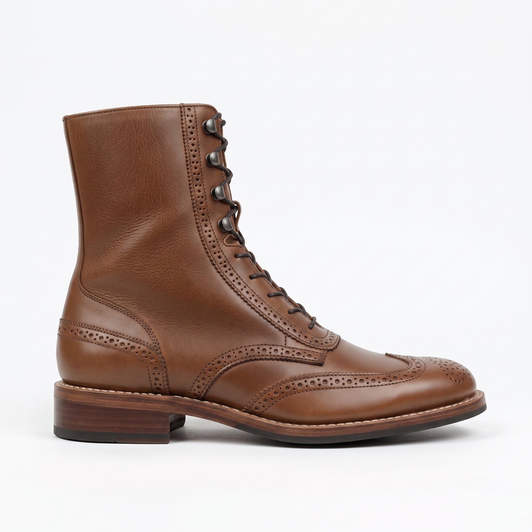 Men's Brown Wingtip Leather Ankle Boots — Lutton