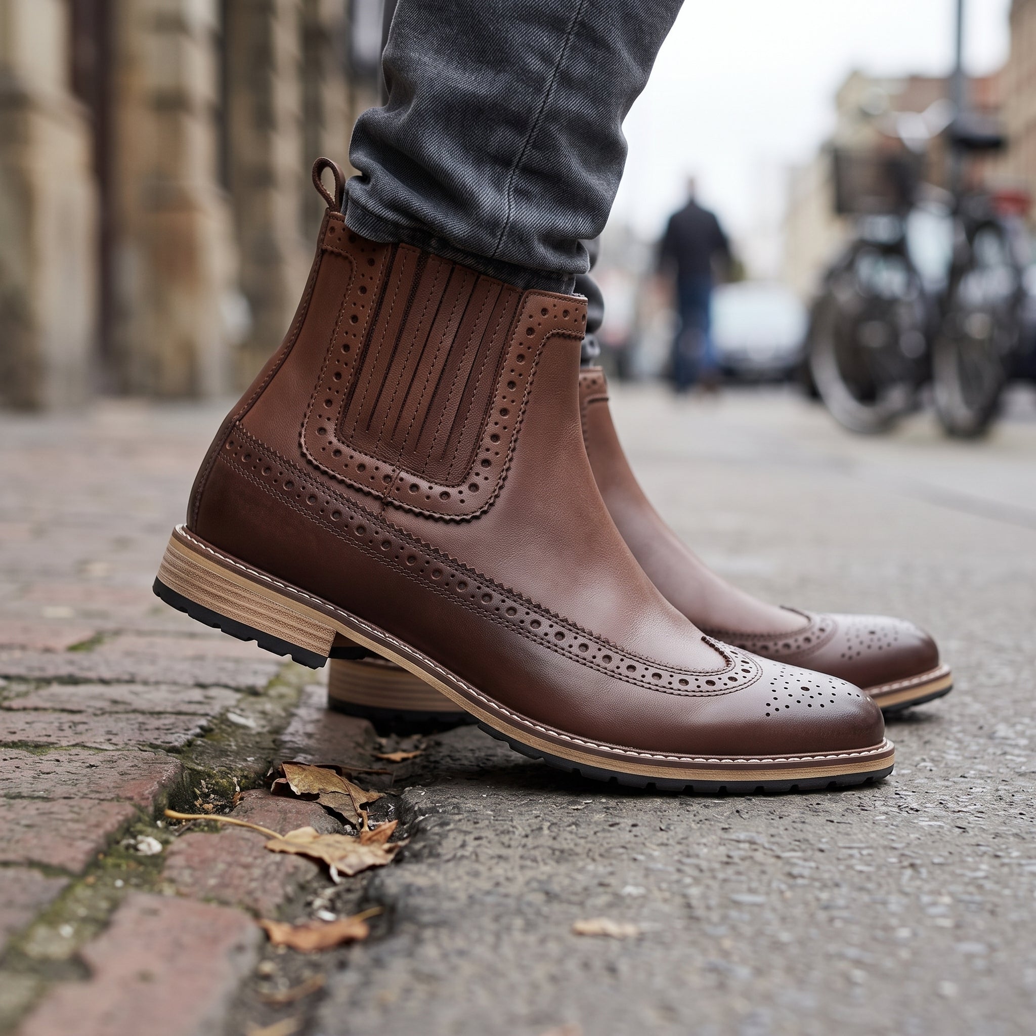 Men's Brown Wingtip Suede Leather Chelsea Boots — Colman