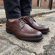Men's Brown Wingtip Leather Derbys — Yardley