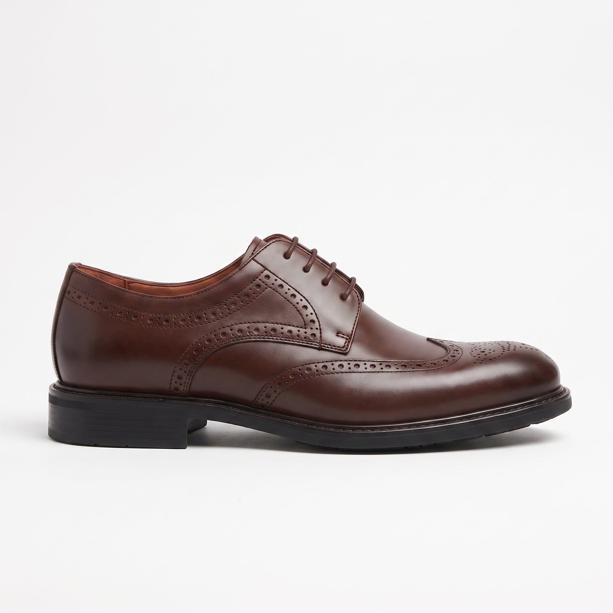 Men's Brown Wingtip Leather Derbys — Yardley