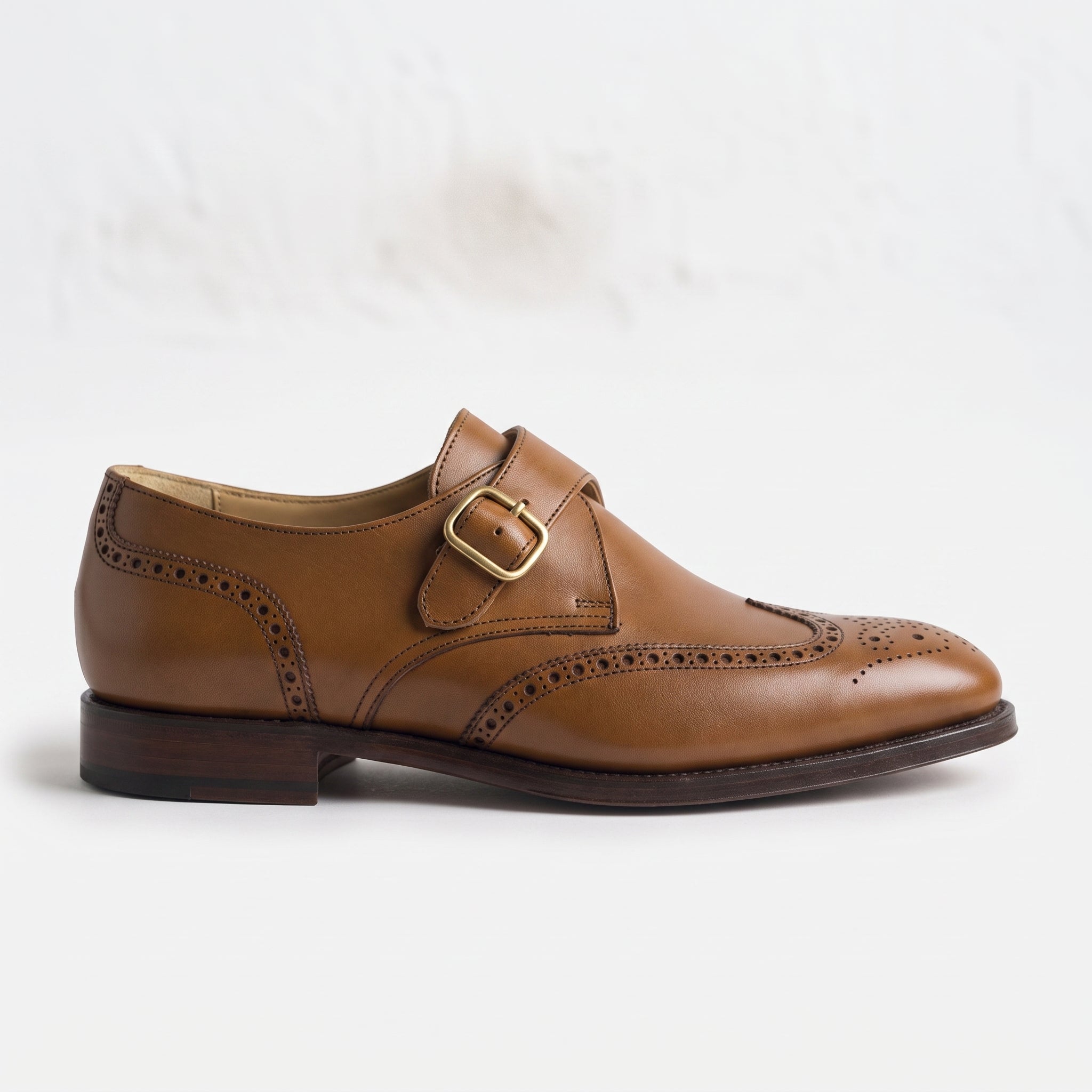 Men's Brown Wingtip Leather Monk Shoes — Hobday — Hobday