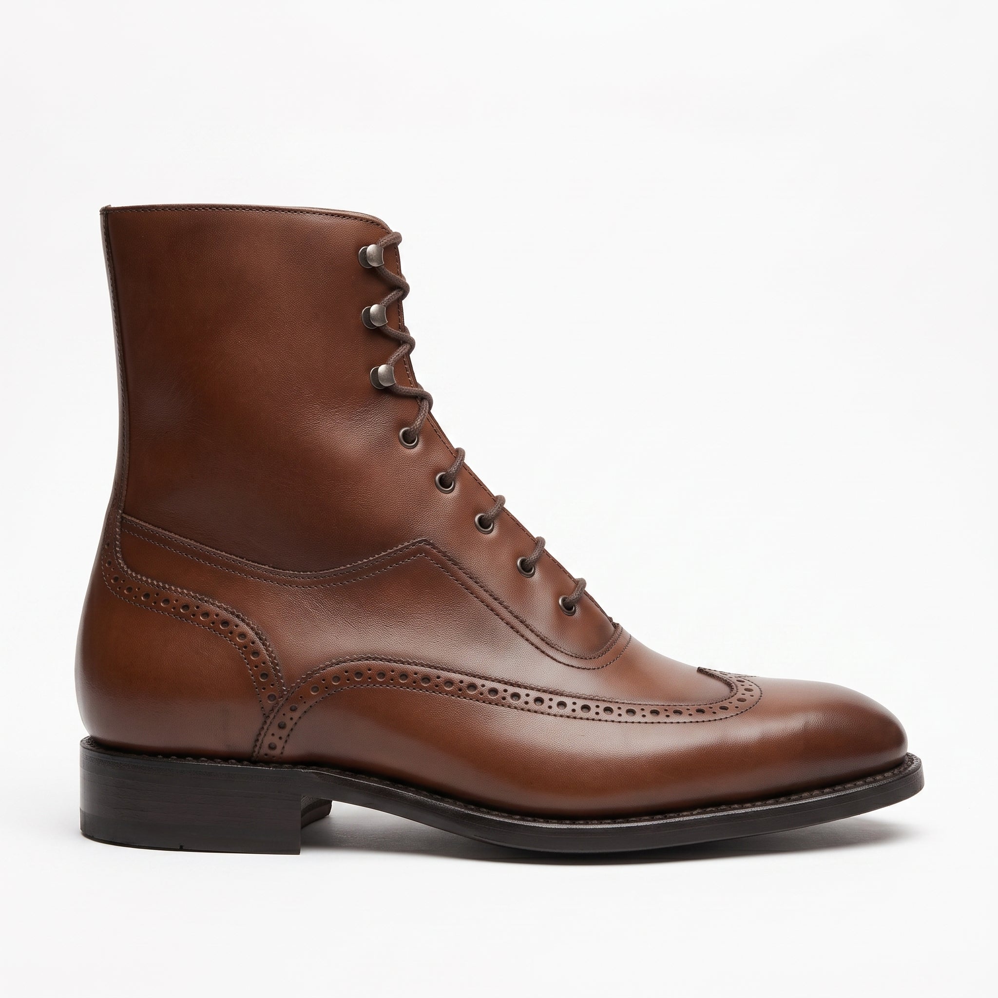 Men's Brown Wingtip Leather Oxford Boots — Selby
